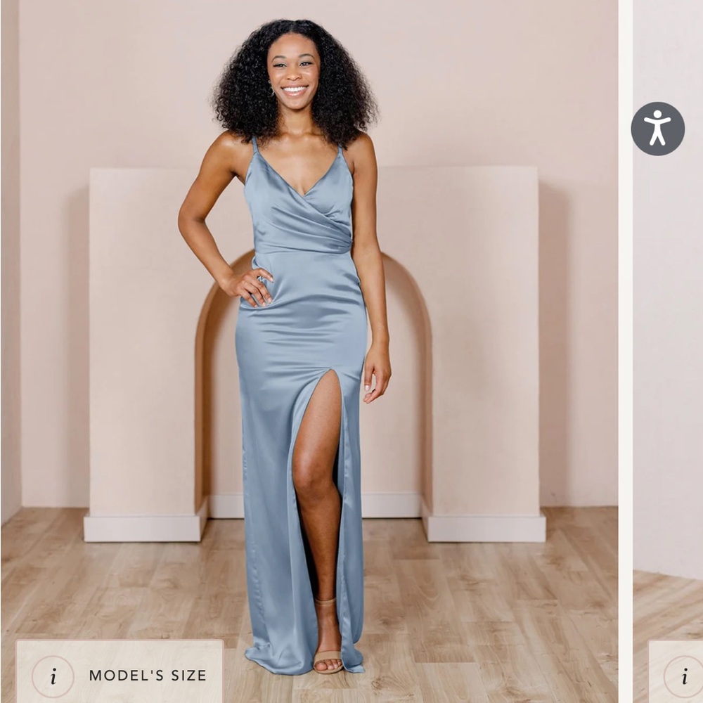 Revelry Elegant Blue Satin Dress